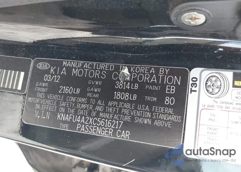 2012 Kia Forte Ex from USA, damaged, VIN KNAFU4A2XC5616217